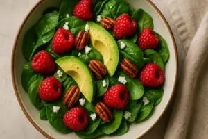 raspberry spinach avocado salad