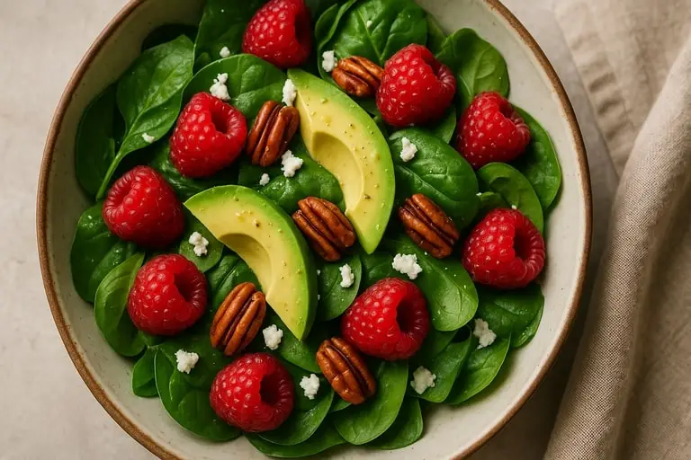 raspberry spinach avocado salad